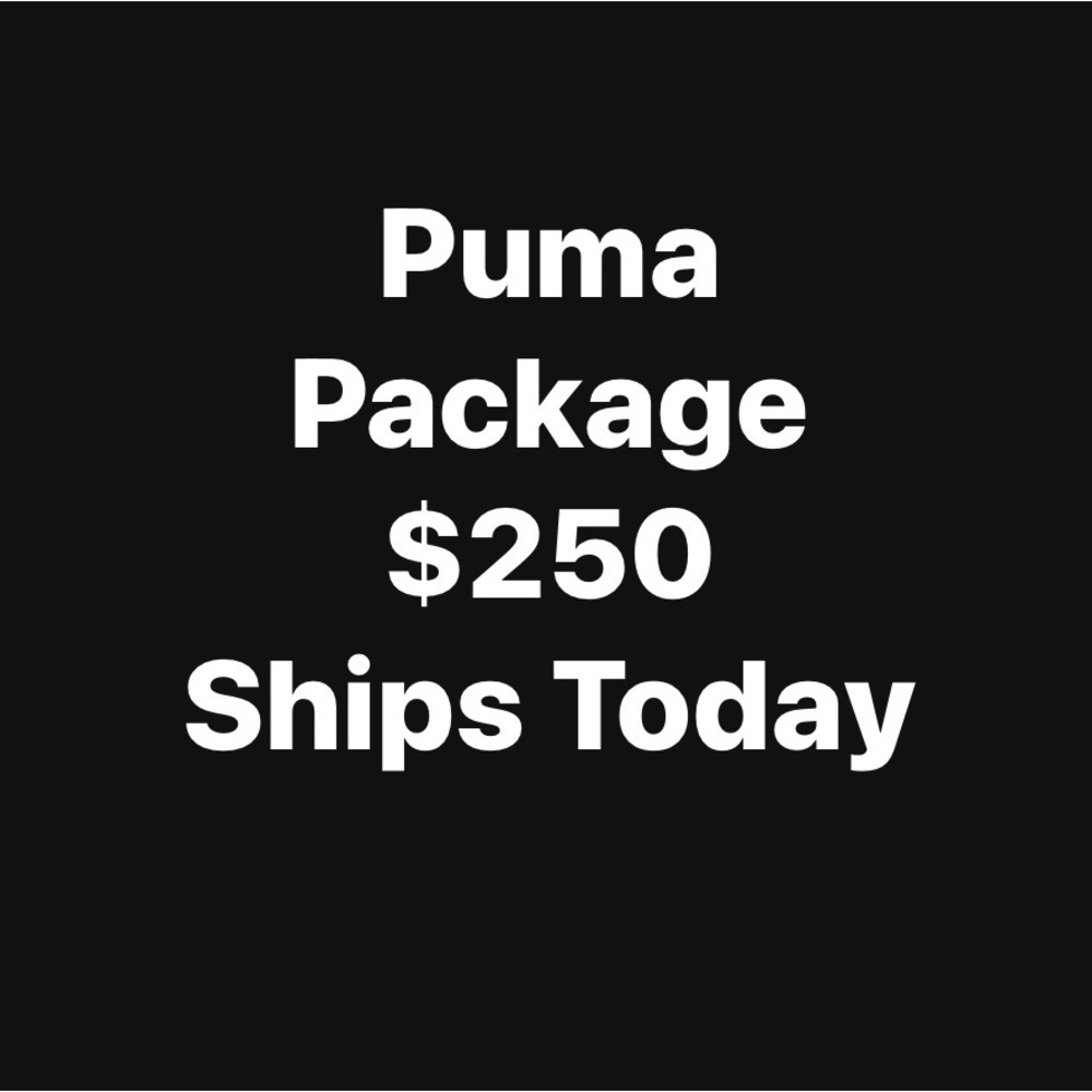Puma  1 XL Crewneck 1 Hoodie 2 Fleece  1 active pants pk Socks 1 pr sneakers 12